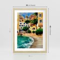 Plakat w ramie 30x40 - Zamieszkajmy Tu - akwarela, śródziemnomorski klimat - rama drewno