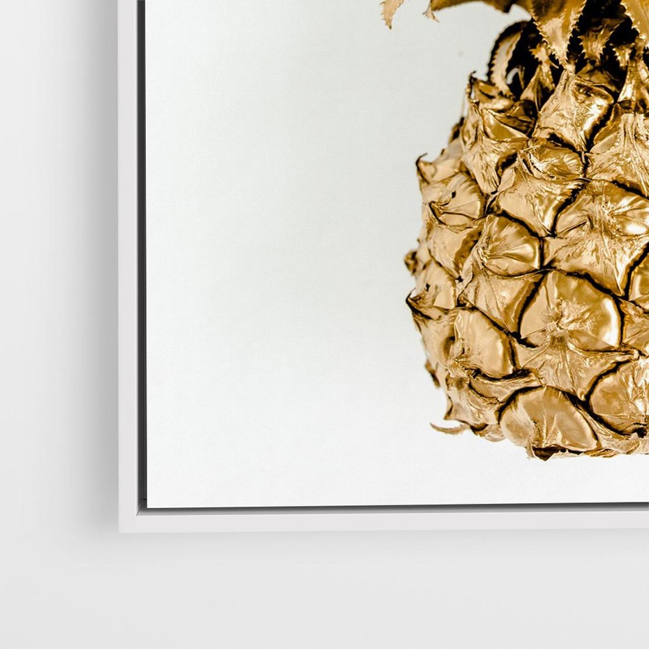Obraz w ramie 80x80 - Ekskluzywny Akcent - złoty, ananas - rama biała