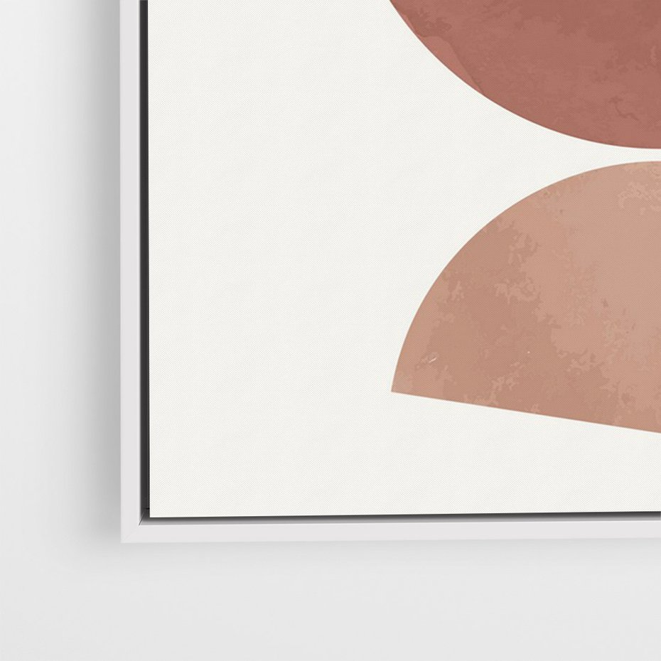 Obraz w ramie 80x120 - Abstrakcyjne Widzenia - abstrakcyjne geometryczne kształty, odcienie brązu i beżu - rama biała