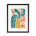 Plakat w ramie 50x70 - Kolorowe Pasmo - abstrakcyjne kwiaty w wazonie, pdastelowe kolory - rama czarna