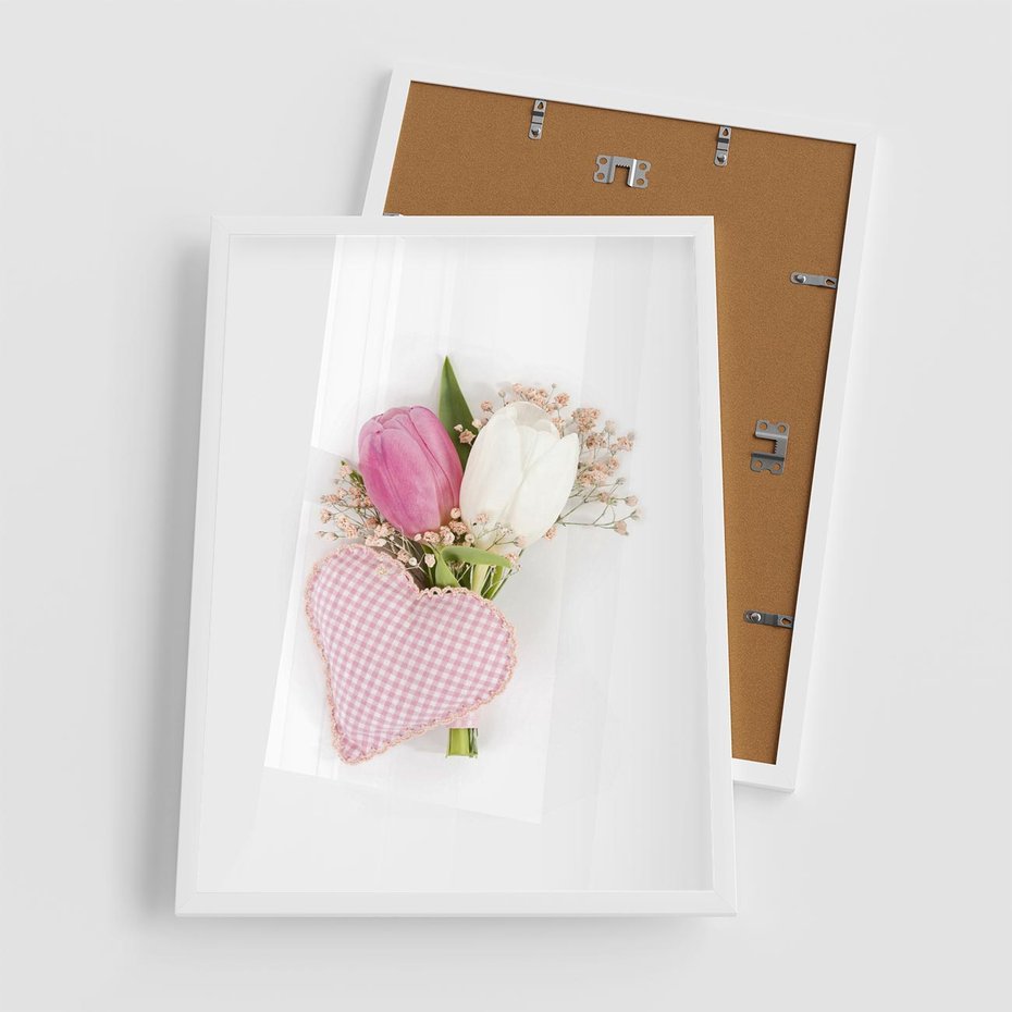 Plakat w ramie 50x70 - Kolorowa Harmonia - kwiaty, bukiet - rama biała