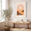 Plakat w ramie 30x40 - Słoneczne Inspiracje w Stylu Boho - boho grafika, słońce - rama drewno