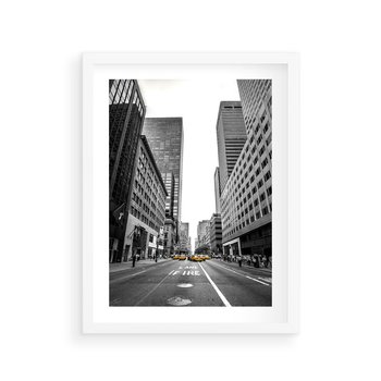 Plakat w ramie 50x70 - Ulica Nowego Jorku - ulica, Nowy Jork - rama biała