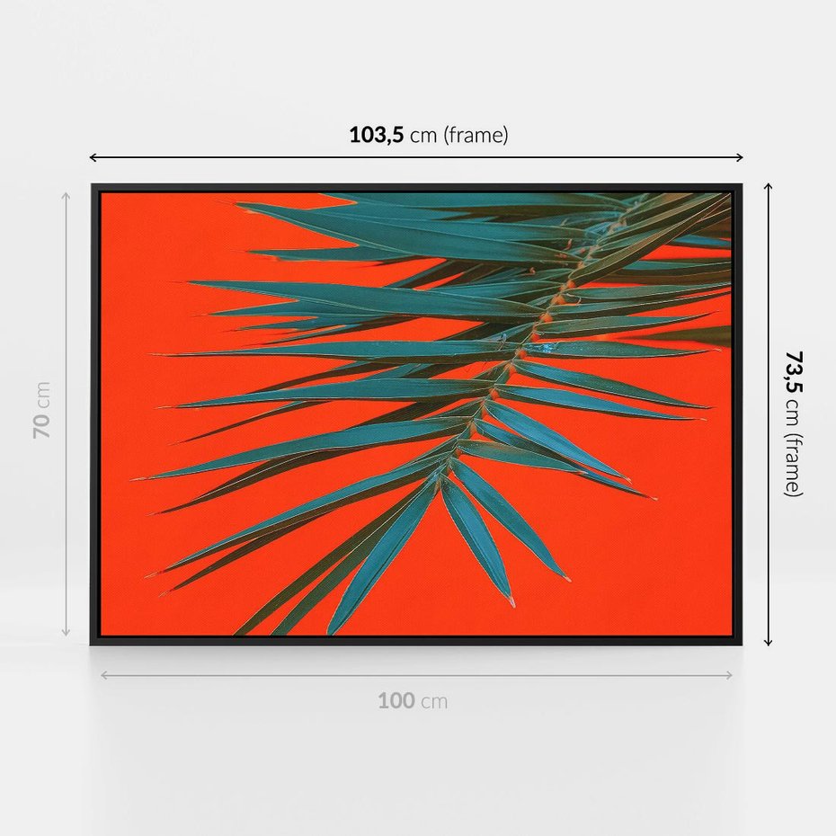 Obraz w ramie 100x70 - Egzotyczny Urok - liście, palma - rama czarna