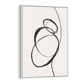 Obraz w ramie 70x100 - Modernistyczne Refleksje - abstrakcyjne szkicowane linie, minimalizm - rama biała