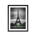Plakat w ramie 30x40 - Paryskie Romantyczne Spotkanie - Eiffla, samochód - rama czarna