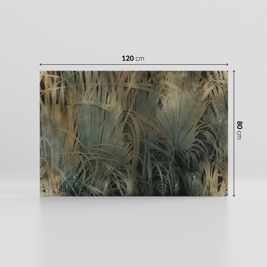 Obraz na płótnie 120x80 - Światło w mroku duszy - liście traw, mroczny klimat