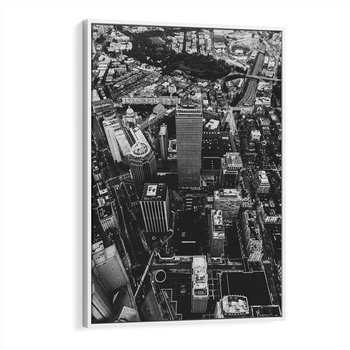 Obraz w ramie 80x120 - Kontrastujące miasto - miasto, biało - rama biała