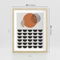Plakat w ramie 40x50 - Geometryczna Ekspresja - geometryczny graficzny obraz, pomarańczowe koło - rama drewno