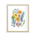 Plakat w ramie 40x50 - Migocące Widoki Kwiatów - akwarelowe polne kwiaty, minimalistyczny plakat - rama drewno