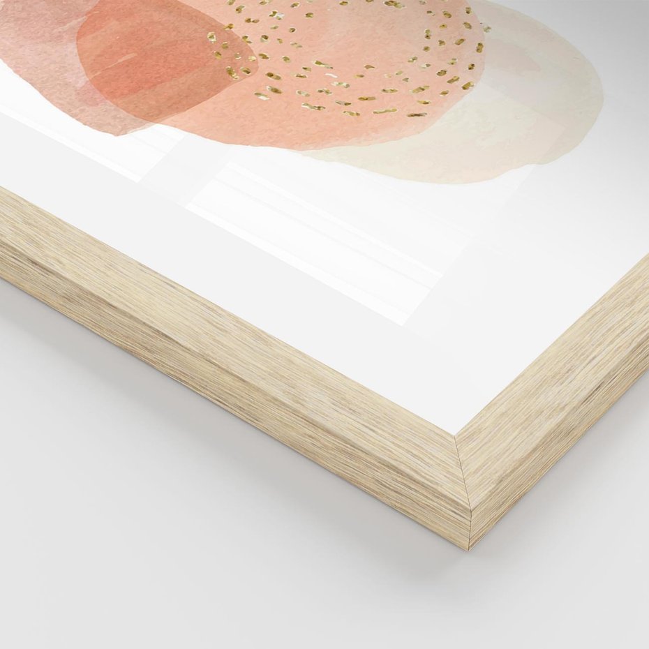 Plakat w ramie 30x40 - Migotliwe Kształty i Plamy - abstrakcyjne akwarelowe plamy, minimalizm - rama drewno