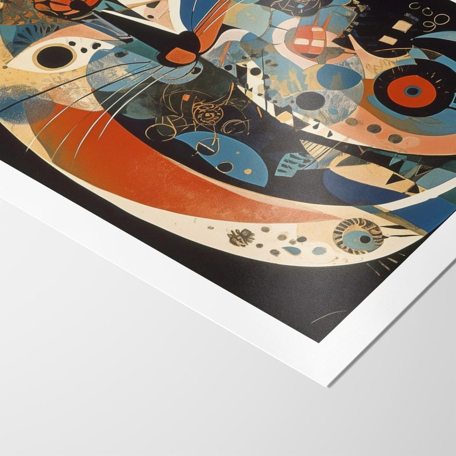 Plakat bez ramy 21x30 - Księga Surrealnych Wymiarów - abstrakcyjny obraz olejny, kot