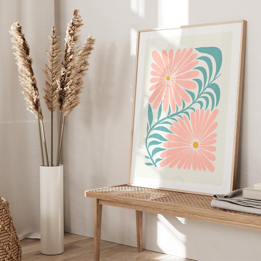 Plakat w ramie 50x70 - Kształtując Marzenia - kwiaty, sztuka nowoczesna - rama drewno