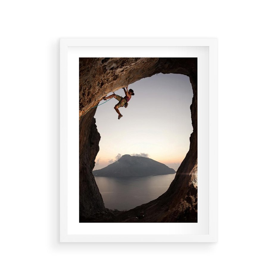 Plakat w ramie 30x40 - Wspinaczka na Wysokie Góry - wspinaczka, góry - rama biała