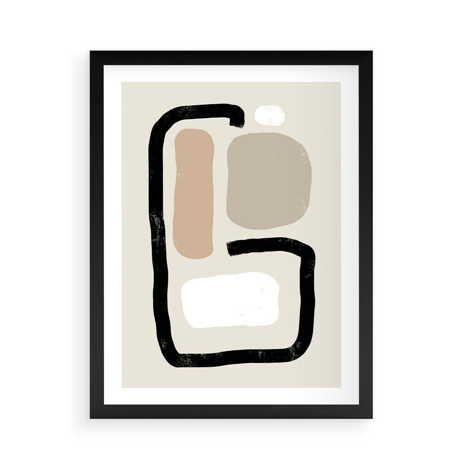 Plakat w ramie 50x70 - Kształtne Formy - geometryczne nieregularne kształty, nowoczesna kompozycja - rama czarna