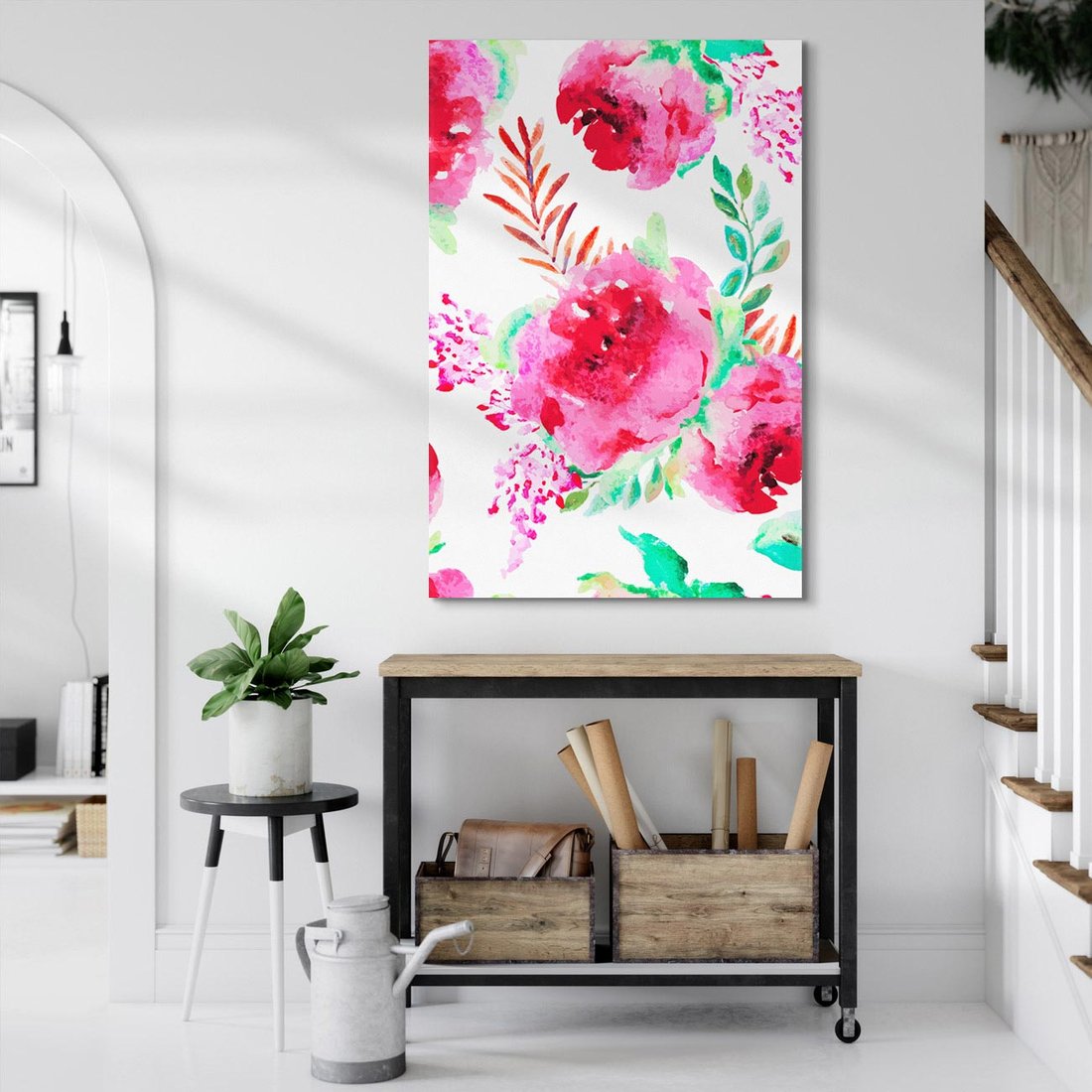 Obraz na płótnie 80x120 - Delikatna Akwarela - kwiaty, akwarela