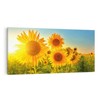 Obraz na płótnie 120x60 - kolorowe promienie - słoneczniki, kwiaty