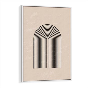 Obraz w ramie 80x120 - Migocące Echa - abstrakcyjne linie, geometria - rama biała