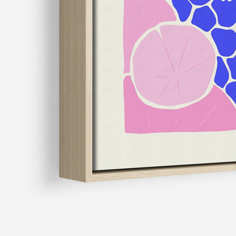 Obraz w ramie 80x120 - Rzeka Abstrakcji - abstrakcyjna kompozycja, różowe ryby wśród rafy - rama drewno