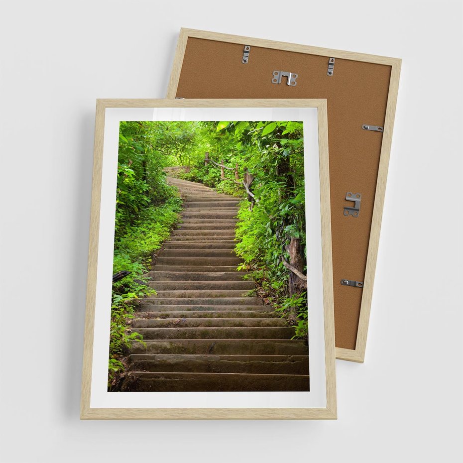 Plakat w ramie 50x70 - Magia Leśnej Ścieżki - ścieżka, w lesie - rama drewno