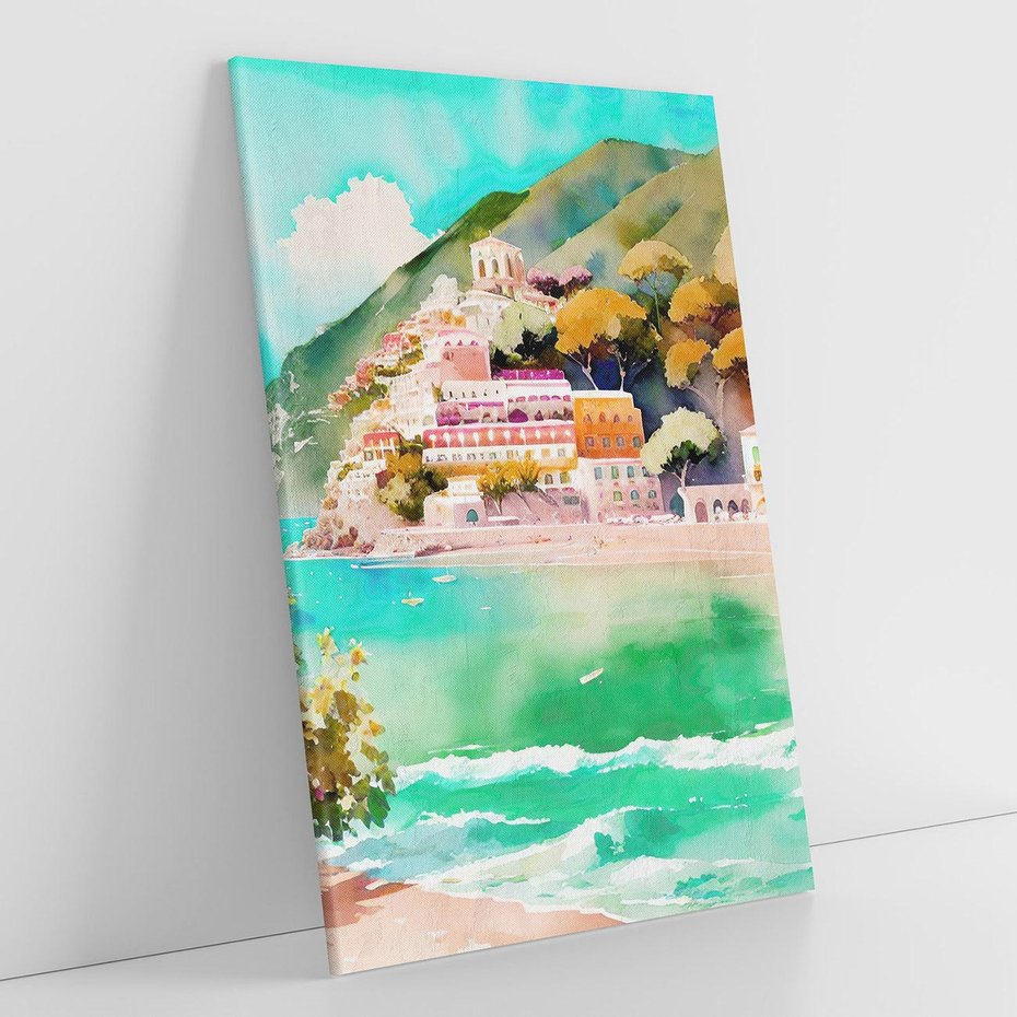 Obraz na płótnie 70x100 - Na Zboczu - akwarela, nadmorski pejzaż