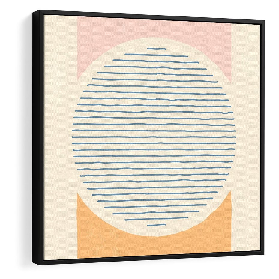 Obraz w ramie 50x50 - Rozbijająca Opowieść - geometryczne kształty, koła - rama czarna