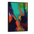 Obraz w ramie 70x100 - Abstrakcyjne wizje czasu - żywe radosne kolory, plamy kolory - rama czarna