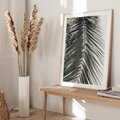 Plakat w ramie 40x50 - Liść Palmy: Egzotyczny Detal Natury - palma, liść palmy - rama drewno