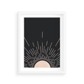 Plakat w ramie 30x40 - Słoneczny Portret Duszy - boho czarne słońce, nowoczesna grafika - rama biała