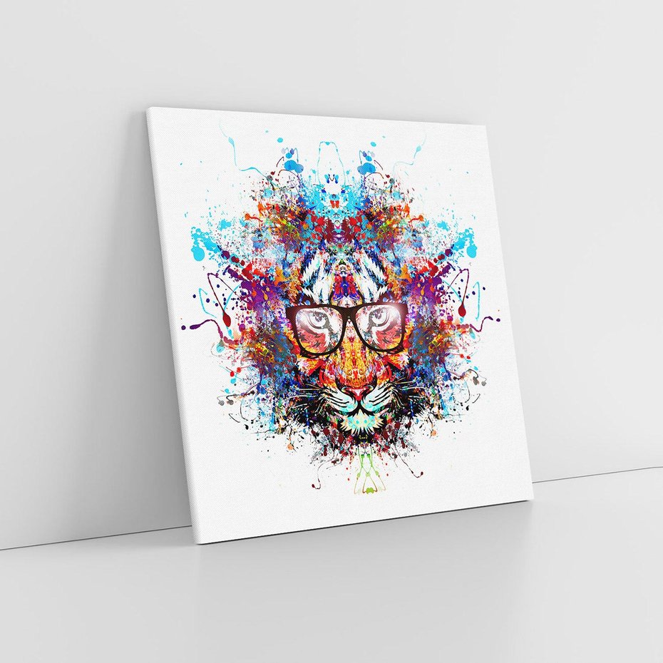 Obraz na płótnie 40x40 - Tygrys w graficznej oprawie - tygrys, grafika