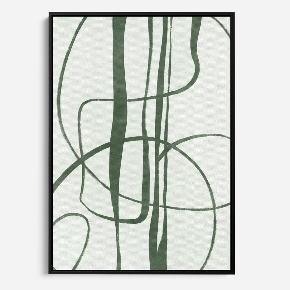 Obraz w ramie 50x70 - Zielony Spokój - zielona abstrakcja, spokojny plakat - rama czarna