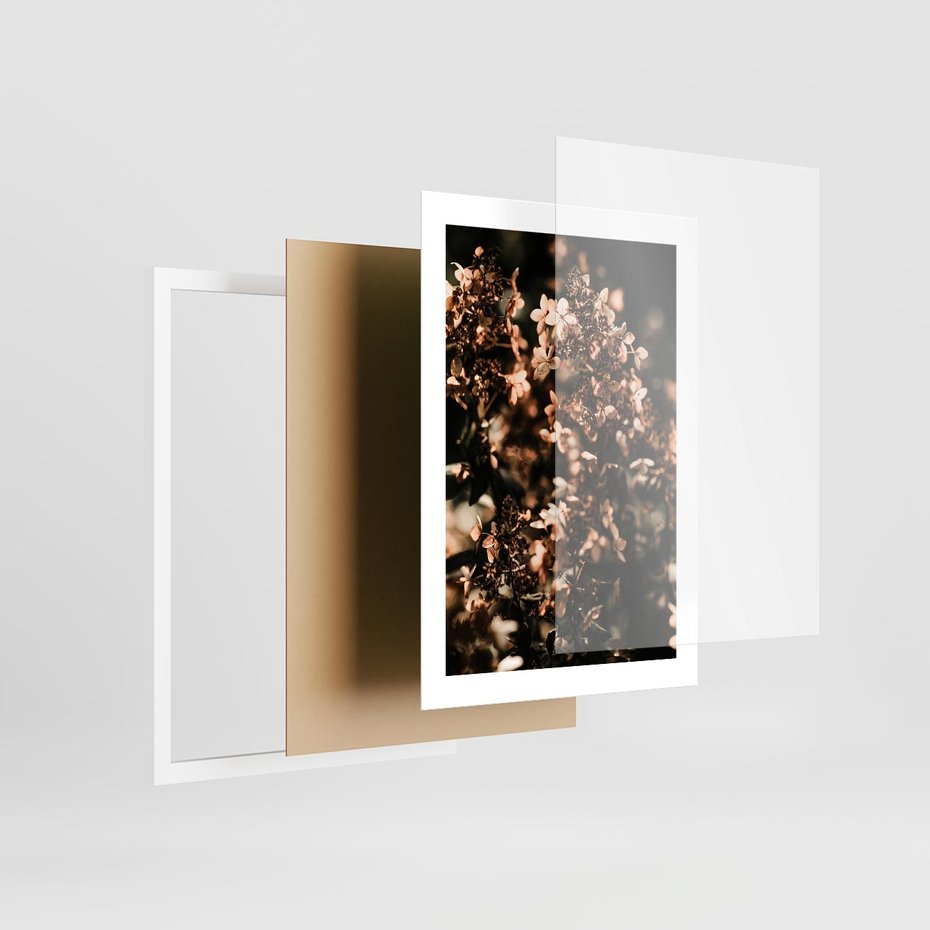 Plakat w ramie 30x40 - Sucha Kompozycja Kwiatów - suche kwiaty hortensji - rama biała