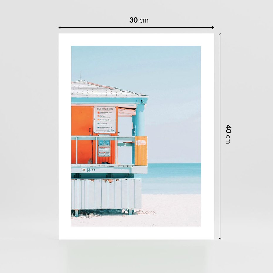 Plakat bez ramy 30x40 - Letnia Idylla - plaża, domek na plaży