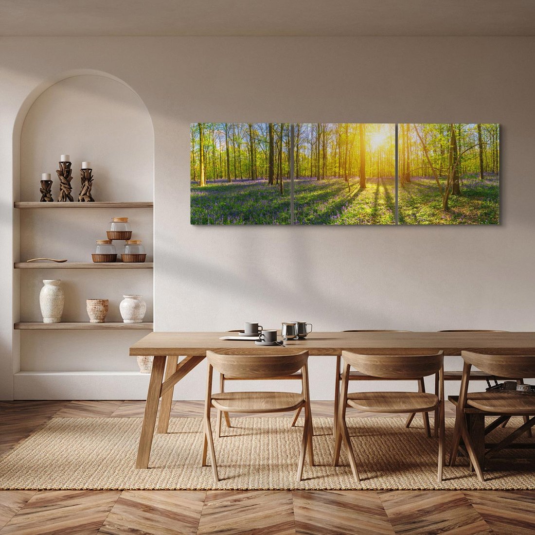 Obraz na płótnie 120x40 - Uroda lasu: harmonia drzew - las, drzewa