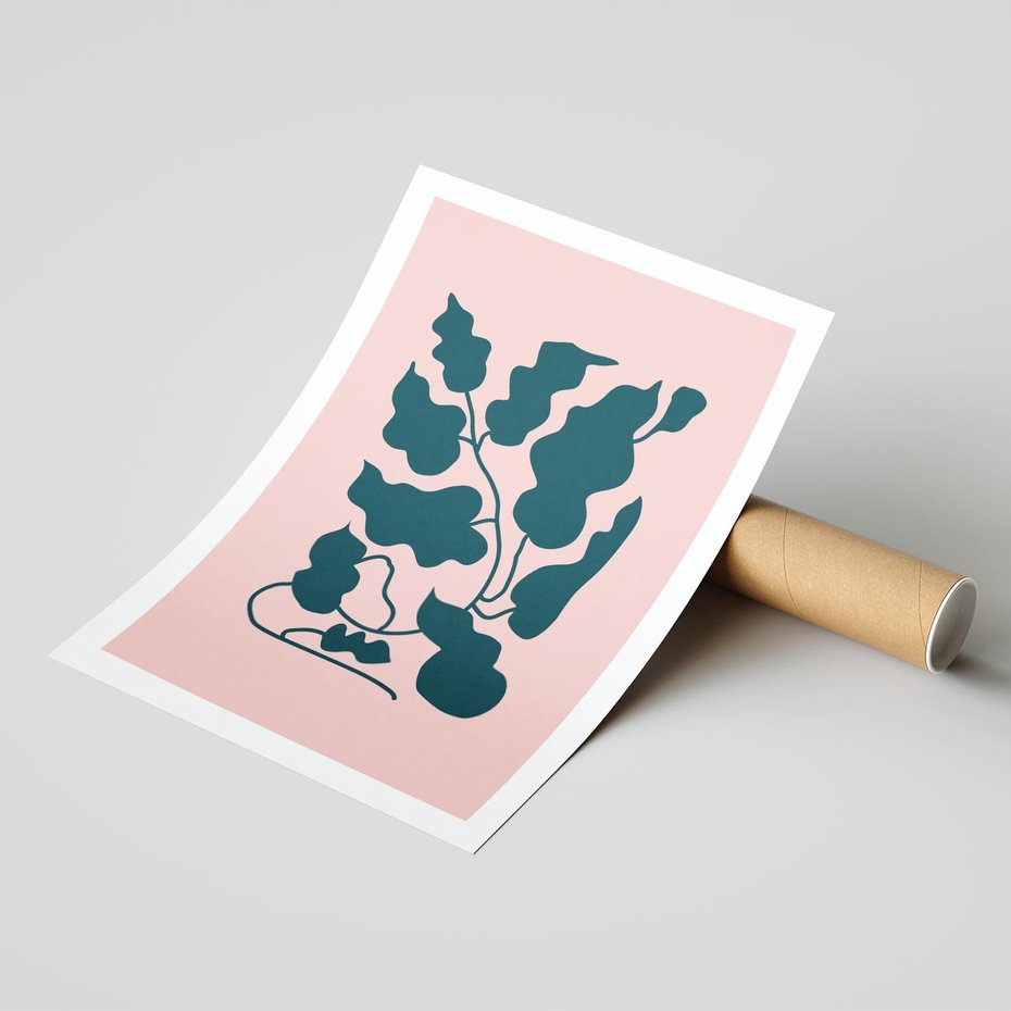 Plakat bez ramy 21x30 - Kształty Nieznanego Świata - abstrakcyjne liście, boho styl