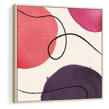 Obraz w ramie 80x80 - Migoczące Echo - abstrakcyjne akwarelowe plamy, nieregularne linie - rama drewno