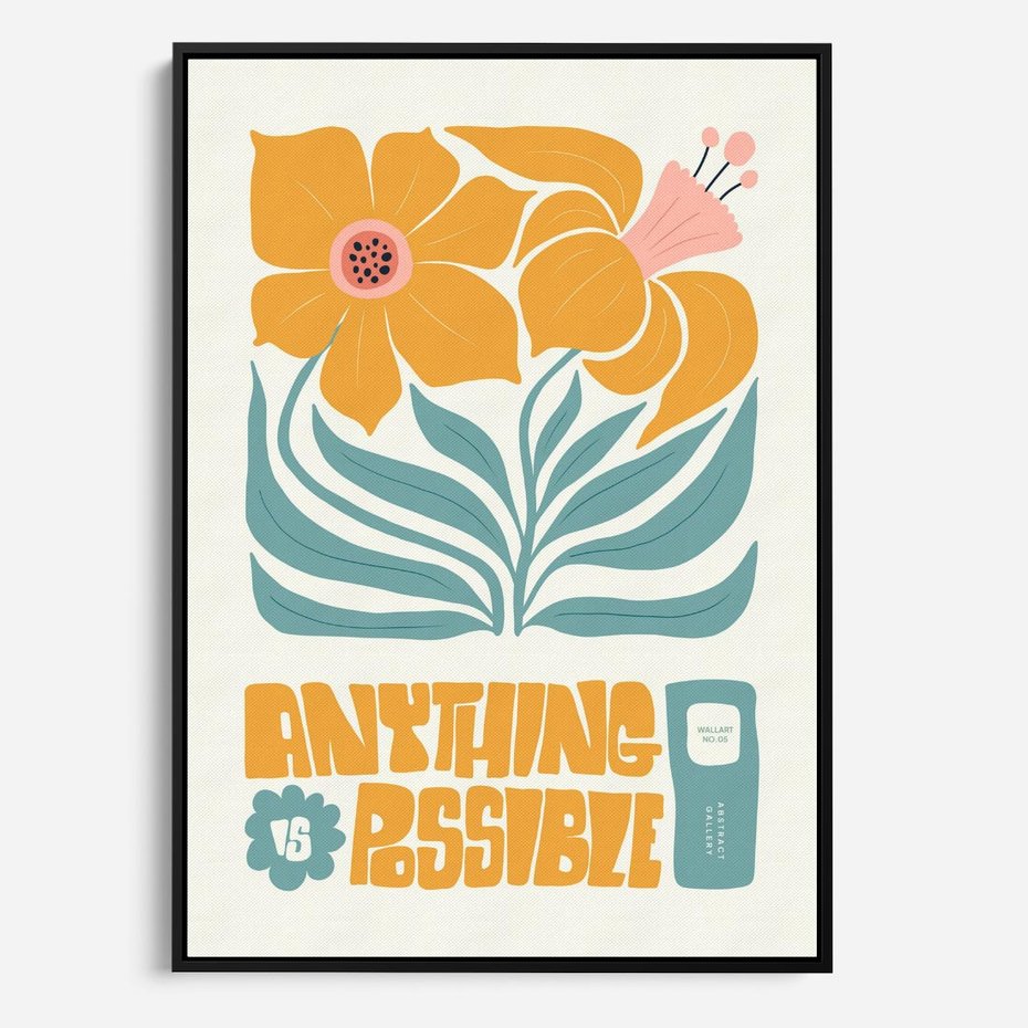 Obraz w ramie 70x100 - Kolorowa Harmonia - sztuka nowoczesna, pastelowe kwiaty - rama czarna