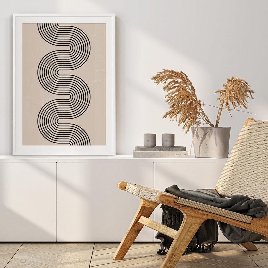 Plakat w ramie 50x70 - Bezgraniczne Odbicia - abstrakcyjne linie, geometria - rama biała