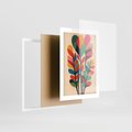 Plakat w ramie 30x40 - Symfonia Wzrokowych Impresji - abstrakcyjny kolorowy tęczowy obraz, inspiracje roślinne - rama biała