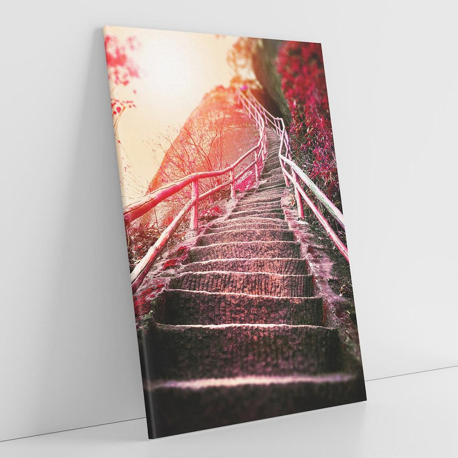 Obraz na płótnie 80x120 - Schody prowadzące do nieznanych ścieżek - schody, ścieżka
