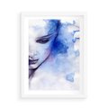 Plakat w ramie 50x70 - Graficzna magia kobiecej twarzy - grafika, kobieta - rama biała