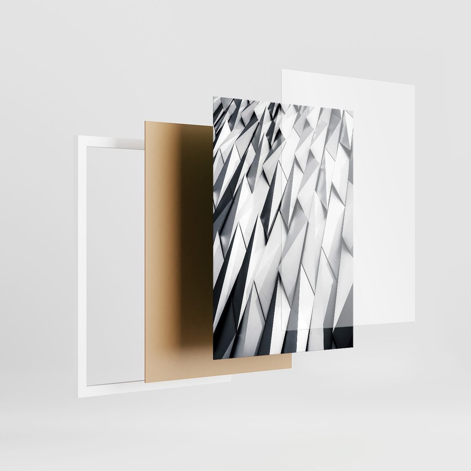 Zestaw obrazy w ramie 50x70 galeria - Nowoczesna, architektura, black, white - rama biała