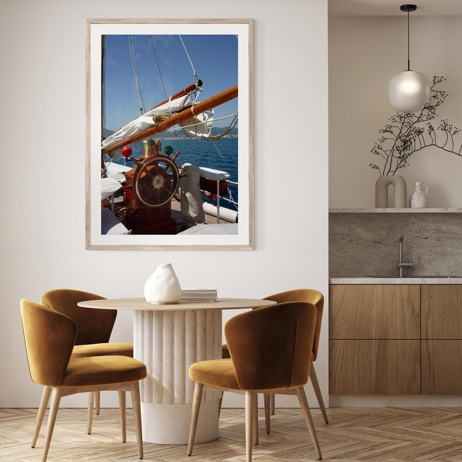 Plakat w ramie 30x40 - Podróż Morska - statek, ster - rama drewno