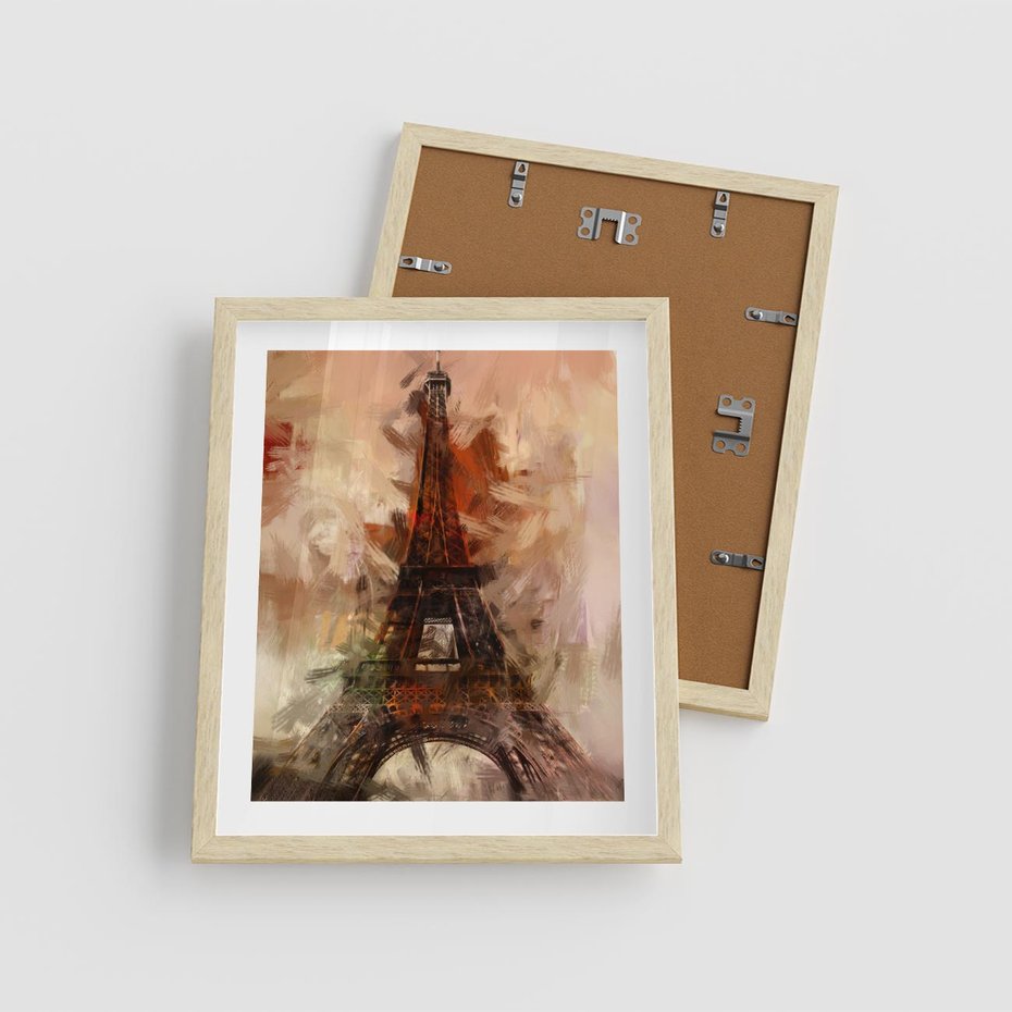 Plakat w ramie 40x50 - Abstrakcyjna Eiffla - miasto w nowej formie - Eiffla, abstrakcja - rama drewno