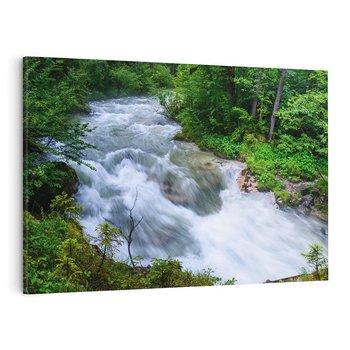 Obraz na płótnie 100x70 - Magia lasu nad rzeką - wodospad, rzeka