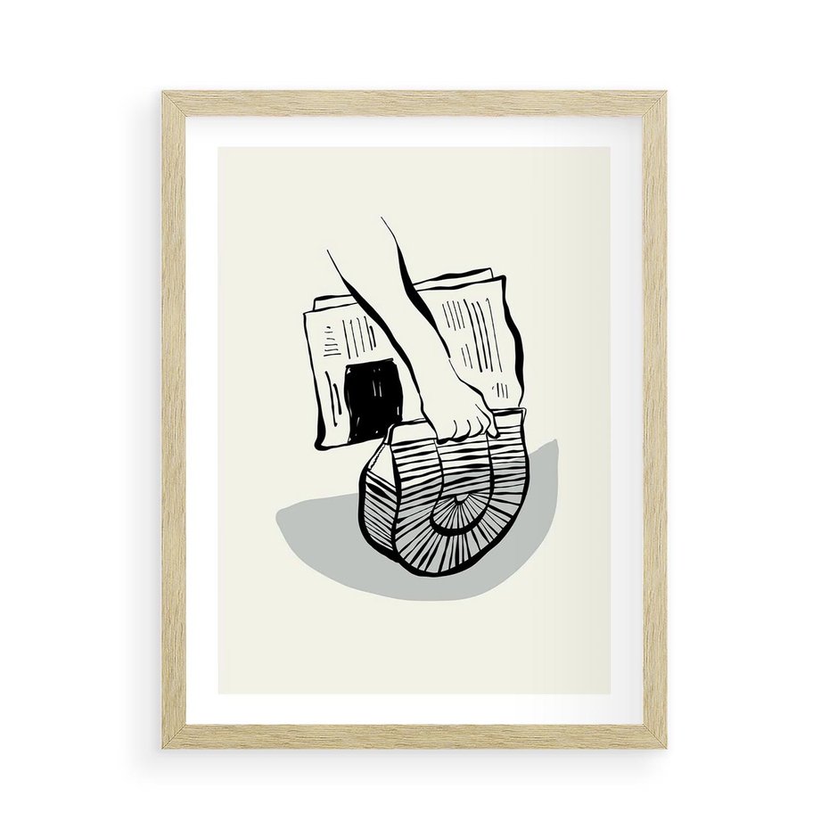 Plakat w ramie 50x70 - Szkicowe Gazetowe Inspiracje - grafika, szkic - rama drewno