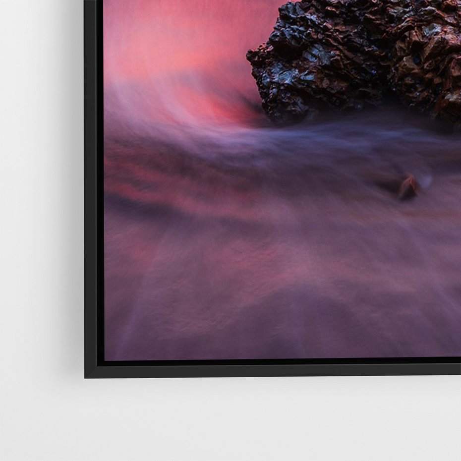 Obraz w ramie 50x70 - Zaklęty Zachód - magiczny zachód słońca, fioletowe - rama czarna
