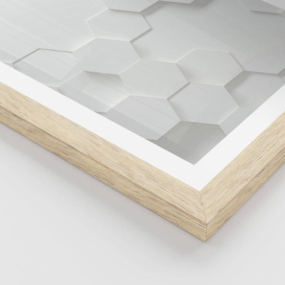 Plakat w ramie 40x50 - Przestrzenne Zabawy - geometryczne, 3D - rama drewno