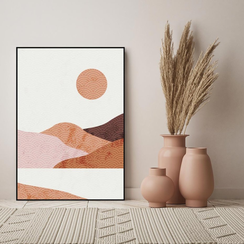 Obraz w ramie 70x100 - Górskie Wzory - nowoczesna sztuka, góry - rama czarna