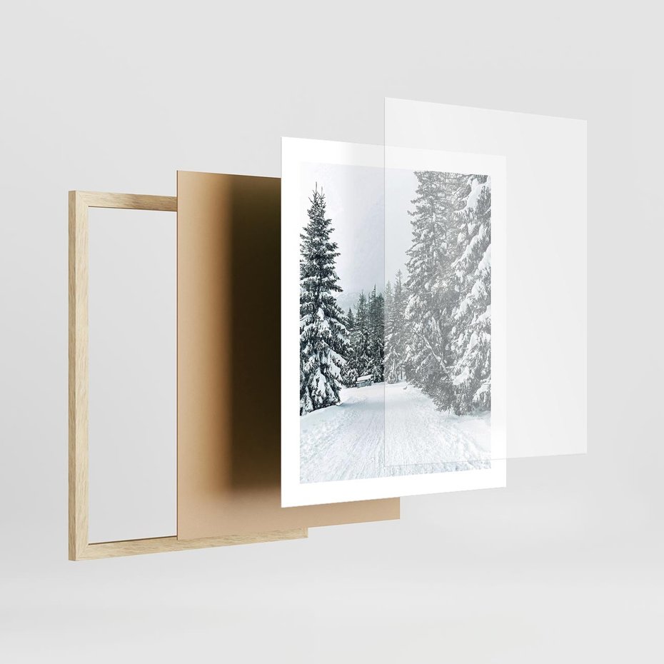 Plakat w ramie 40x50 - Magia Zimy na Obrazie - las, zima - rama drewno